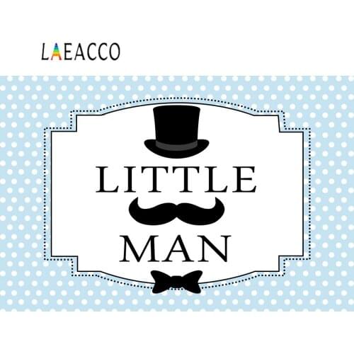 Laeacco Baby Shower Birthday Party Little Man Hat Beard Dots Poster Photography Backgrounds Photographic Backdrops Photo Studio