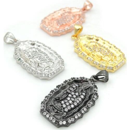 28*16*3mm Micro Pave Clear CZ Maria Charms Fit For Men And Women Making Necklaces Jewelry
