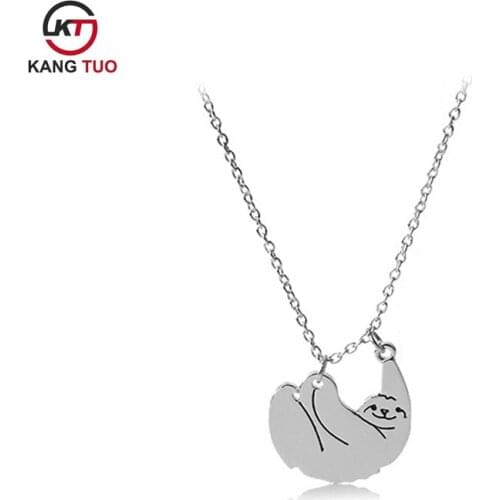 Fashion Cute Animal Necklace Haning Sloth Pendant Jewelry Gold&Silver Color Wholesale 12pcs/lot