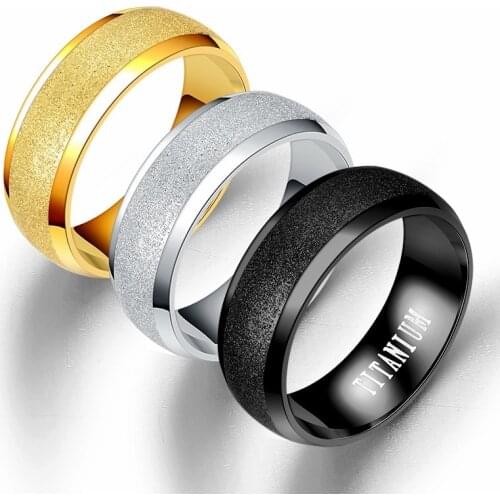 Fashion Titanium Steel Scrub Rings 8mm Gold/Black/Silver Color Stainless Steel Rings For Men Party Jewelry Gift Dropshipping