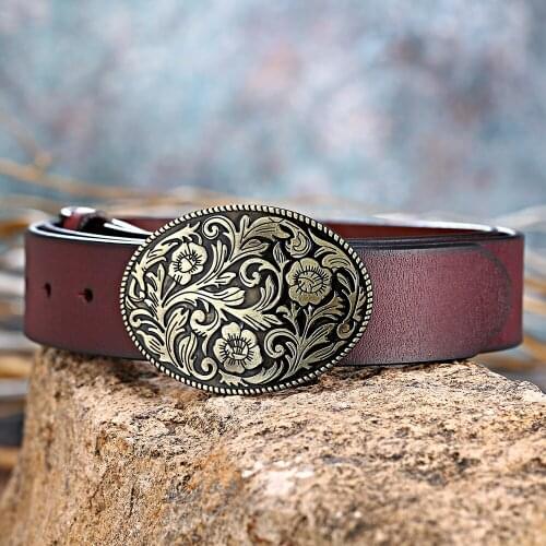 Cowboy and cowgirl Retro pattern mens fashion leather belt 3.8cm belts