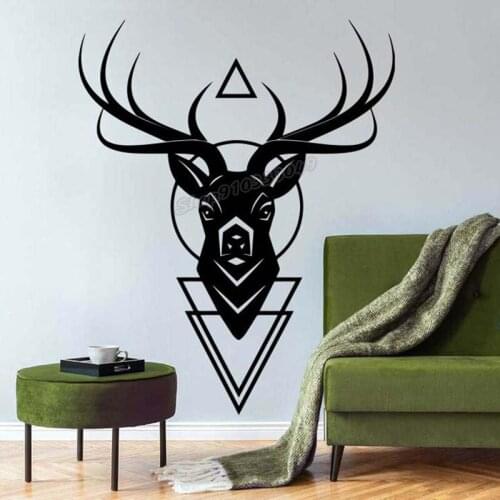Deer Wall decal Deer head Horns decal Forest Wild animal Wall Sticker Vinyl Sticker Removable Home Room Decoration Mural B276
