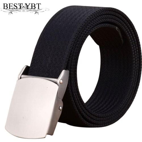 Best YBT 2021 New Arrival Unisex Nylon Belt Alloy Smooth Buckle Belt High Quality No Adjustment Hole Cowboy Sport Men Belt