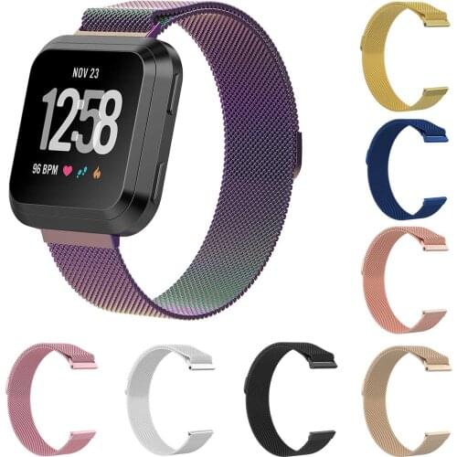 Magnetic Closure Meshed Loop Strap For Fitbit Versa Band Stainless Steel Watchband Metal Bracelet Replacement Mesh Wristbands