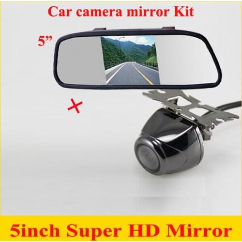 Factory price2 in 1 Car parking system HD CCD night vision car backup reversing car rear view camera + 5" HD Car Mirror Monitor