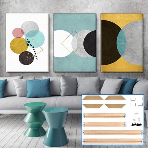 Modern home deco Geometric yellow abstract art canvas DIY Frame mural Log frame Wall painting Un framed Bedroom murals Printing