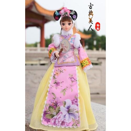 2019 new chinese cheongsam evening party gown traditional red flower split skirt clothes for kurhn doll dress accessories