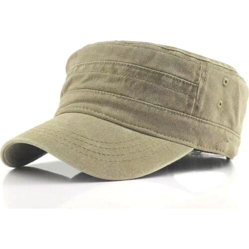 Vintage Flat Top Mens Washed Caps And Hat Adjustable Fitted Thicker Cap Winter Warm Military Hats For Men