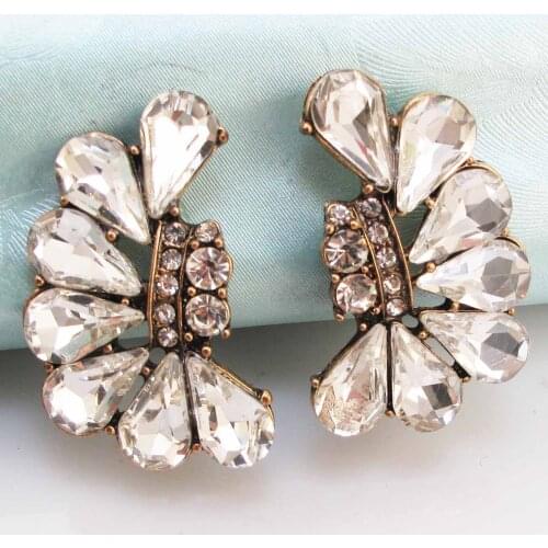 YaYi Jewelry Fashion BOHO White Glass Crystal Rhinestone Dangle Women Ancient Gold Color Wear Ear Band Long Tassel Earrings