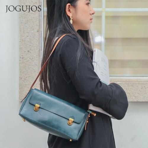 New Fashion Commuter Retro Fashion Head Layer Cowhide Women Handbag Fashion Luxury Solid Color Leisure Retro Shoulder Bags