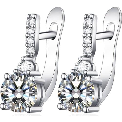 MAIKALE New White Cubic Zirconia Stud Earrings Classic Wild Gold Silver Color Plated CZ Earrings for Women Wedding Party Jewelry