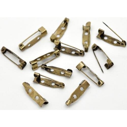 100Pcs Retro Bronze Tone Safety Pins for Brooches Back Pins Crafts Making Findings 20x5mm