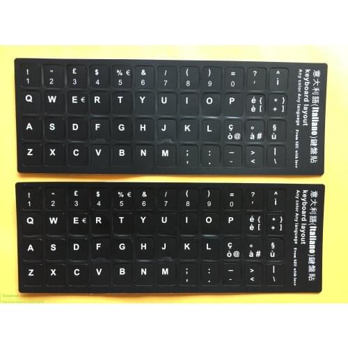 100pcs/lot Italian Keyboard Sticker Italy Alphabet For laptop desktop keyboards Stickers 11.6 12 13.3 14 15.4 17.3 inch keyboard