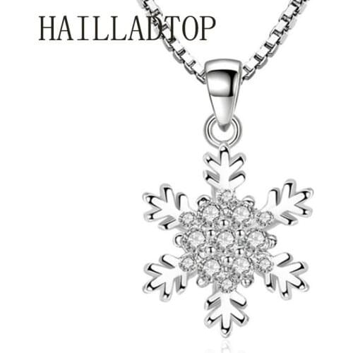 2021 Elegant Snowflake Necklace For Women Crystal Jewelry For Party Wedding Pendants Princess Cute Jewelry Luxury Crystal