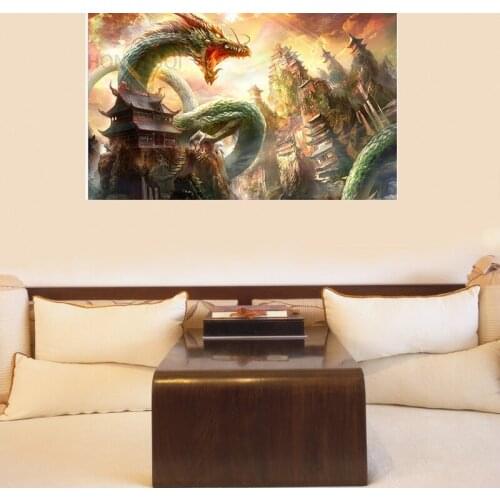 Abstract Chinese Dragon Wall Art Oil Painting Vintage Poster Canvas For Living Room Decoration Home Decoration