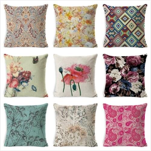 Flower Pillow Case Home Decor Printed Cushion Cover Graffi Style Throw Pillowcase Decorative Pillows Cover 45*45cm cojines