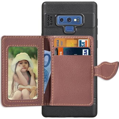 Flip Credit Pocket For Samsung Galaxy Note 9 case leaf ID Card Holder Slim stand Case for Smasung note8 CAPA
