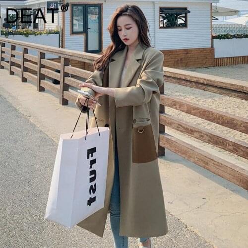 DEAT Women's Double Breasted Trench Coats