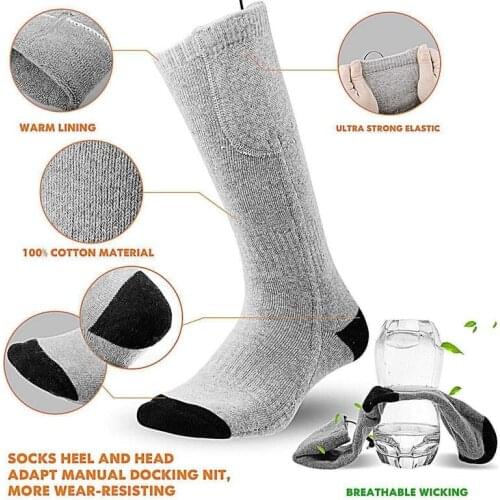 Electric Heated Socks Adjustable Without Power Bank Warmer Socks USB Rechargeable Battery Sock for Skiing Sport