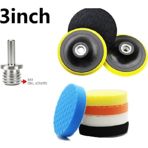 8pcs 3/4/5/6/7 inch Sponge Polishing Pad With Hook And Ring Drill Adapter For Car Polishing Machine