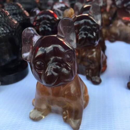 Natural Fluorite Dog Hand Craved Animals Quartz Polished Healing Decoraction Meditation Stone