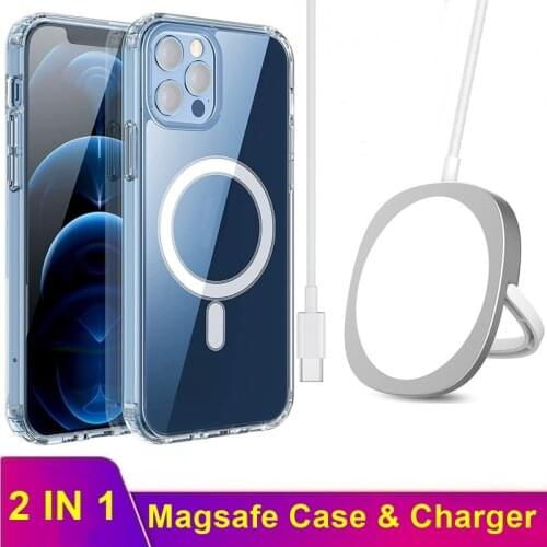 Tongdaytech Magnetic Phone Case With Wireless Charger For Iphone XS XR X 8 Plus 11 12 Pro MAX Soft Tpu Cover For Magsafe Charger