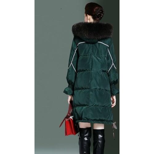 Fashion Winter Real Raccoon Fur Hooded Duck Down Jacket Women Korean Thick Warm Down Coat Female Long Parkas Hiver LW255288