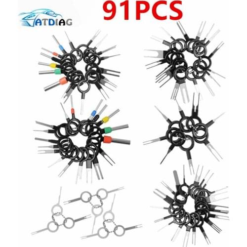 Car Terminal Removal Kit 91pcs Wiring Crimp Connector Pin Extractor Puller Terminal Ejector Plug Repair Pin Tool