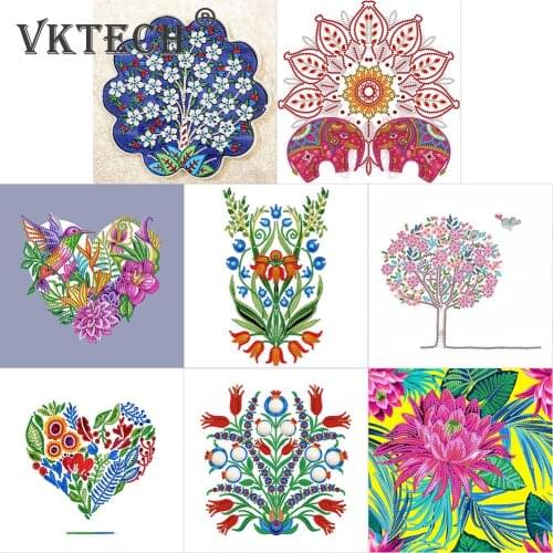 5D DIY Painting Tree Diamond Embroidery Cross Stitch Kit Part Special Shaped Drill Painting Flowering Straw Drawing