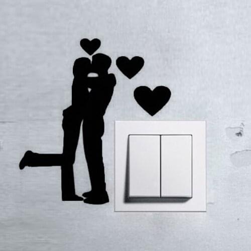 Funny Couple Love Switch Sticker Living room Bedroom Decorative Wall Stickers Vinyl Waterproof Murals JG1374