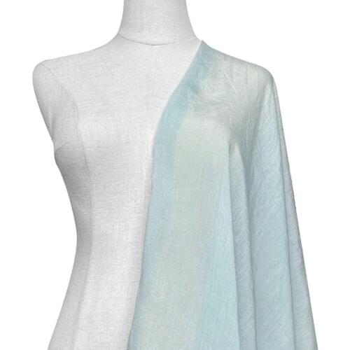 NEW28 High-class Solid Light Blue Color Summer Ultra-thin Silk and Linen Fabric for Women’s Pajamas Shirt