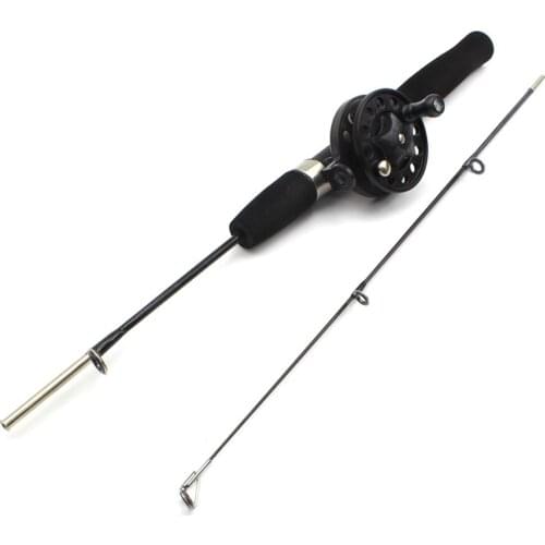 NEW 80cm black carbon Winter Fishing Rod Ice Fishing Reel Pole Set Spinning Travel Shrimp Rod Free shipping