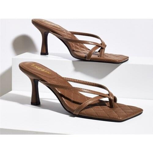 New Design Women High-heeled sandalsr Outdoor Sandal Slip On Flip Flop Ladies Thin High Heels Slides sexy Women Shoes