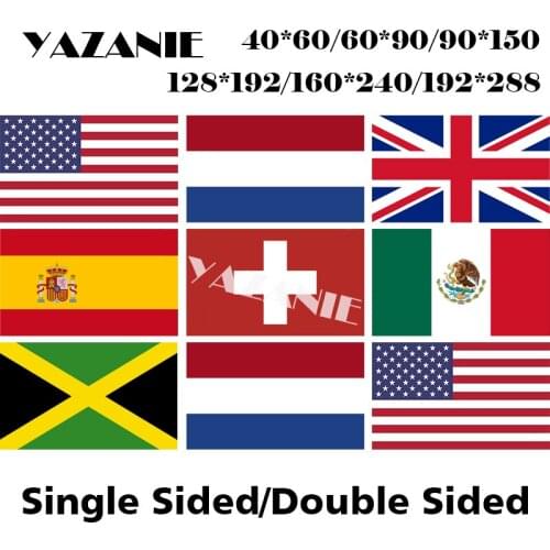 YAZANIE Any Size Single or Double Sided American Netherland United Kingdom Spain Switzerland Mexico Jamaica Flags and Banners