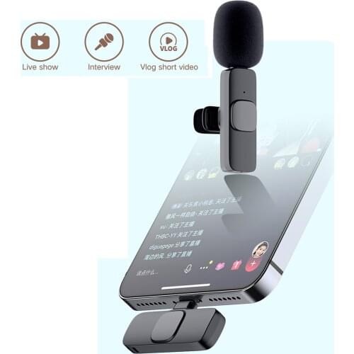 Handheld Microphone Wireless Mini Mic Clip-on Lavalier Microphone Portable Outdoor Live Microphone work For IOS or Type-C USB-C