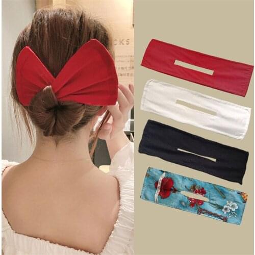Multicolor Deft Bun Print Headband Hairpin for Women Girl Cloth Hair Circle Bun Maker Ponytail Holder Hair Accessories