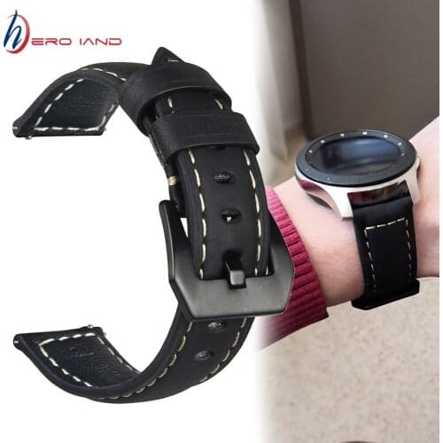 20mm 22mm Genuine Leather Watch Band For Amazfit Huawei Samsung Galaxy Watch Active 2 46mm 42mm Gear S3 Strap Replacement Straps