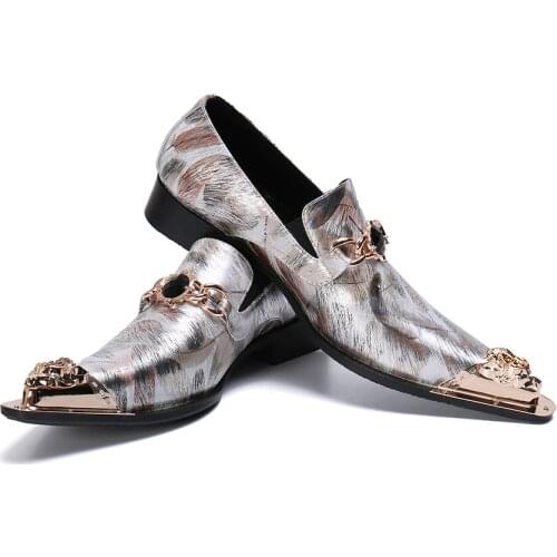 Italian Style Luxury Crystal Men Shoes Genuine Leather claquette Formal Shoes Steel Toe Men Wedding Dress Shoes schuhe herren 47