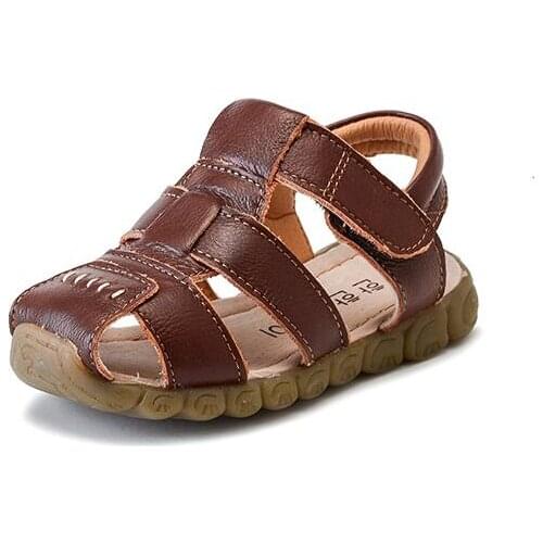 Summer new leather PU sandals children boys casual shoes Baotou baby boy shoes slip tendon soft bottom