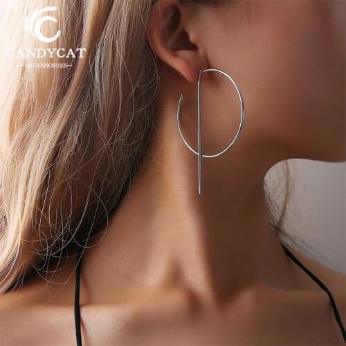 Trendy Big C Shaped Stud Earrings For Women Exquisite Simple Gold Silver Color Metal Ear Nail Fashion Jewelry Gifts Party