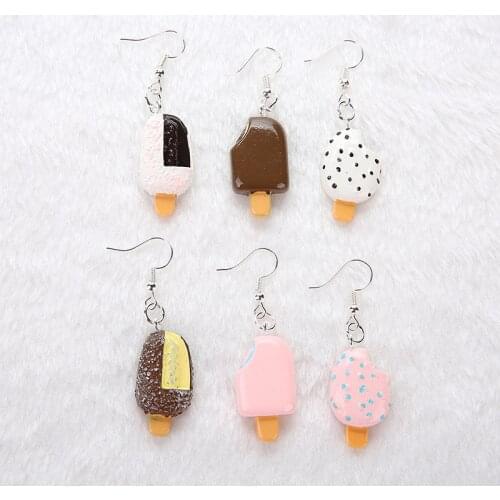 1pair Cute Food Simulation Ice cream Drop Earrings Resin earring for Birthday Gift Child Girls Teens Jewelry Woman Jewelry