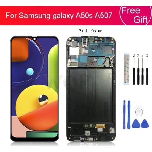 Super AMOLED For Samsung galaxy A50s LCD Touch Screen Digitizer Assembly +frame A507 A507F/DS A507F disply screen replacement
