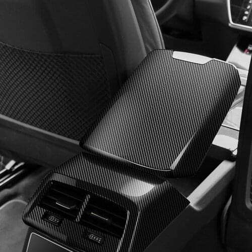 Car Styling Center Console Armrest Box Panel Decoration Cover Trim ABS For Audi A6 C8 2019 Carbon Fiber Color