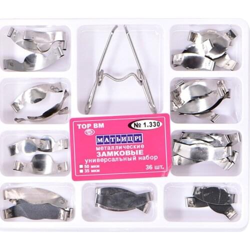 Dental Matrix with Springclip No.1.330 Sectional Contoured Metal Matrices Full kit for Teeth Replacement Dentsit Tools