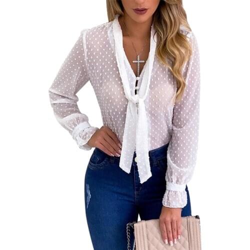 Solid Color Small Hair Ball Tie Single Breasted Puff Sleeve Shirts Womens Tops Office Casual Loose Streetwear Plus Size Blouses