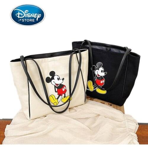 Disney Mickey Mouse Women Shoulder Bag Fashion Large Capacity Canvas Handbag Tote Shopping Bag Cute Laptop Bookbags For Girls