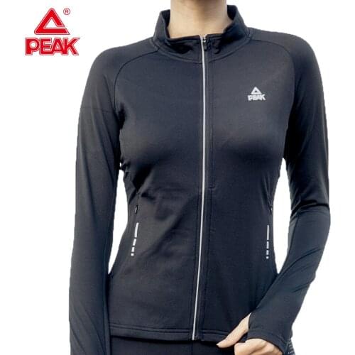 PEAK Womens Running Jacket Yoga Zipper Long Sleeve Coats Winter Sport Gym Fitness Jogging Top Quick-dry Comfortable Sportswear