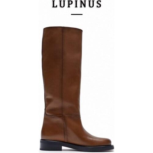 INS Chic Knee High Boots Women Round Toe Chunky Heels Long Boots For Women High Heels Knight Boots Female 2021 Autumn/Winter