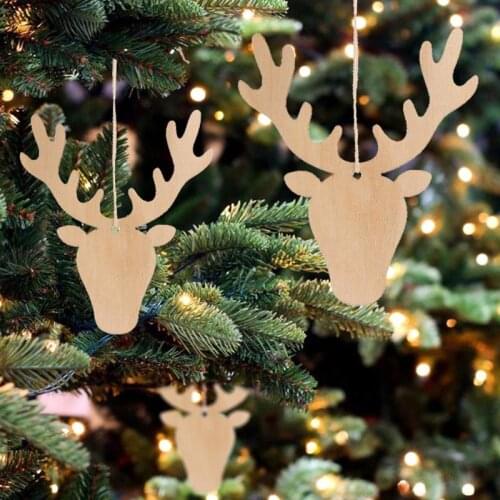 10/50/100pcs Christmas Tree Pendants Wooden Elk Shaped Drop Ornaments DIY Crafts Home Garden Decorative Supplies