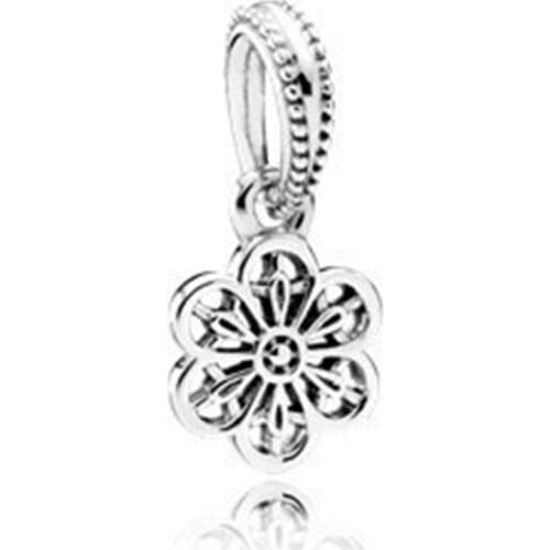 100% S925 Silver New Cut-out Flower Sakura PAN Beads Suitable For Original Pandora Bracelet Necklace Womens Diy Charm Jewelry